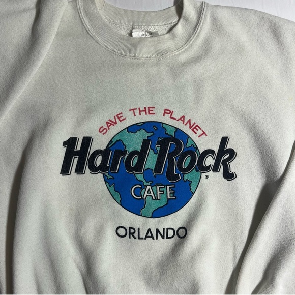 90’s Rare Hard Rock Cafe Orlando SAVE THE PLANET Sweatshirt Size Medium Vintage - Picture 2 of 7